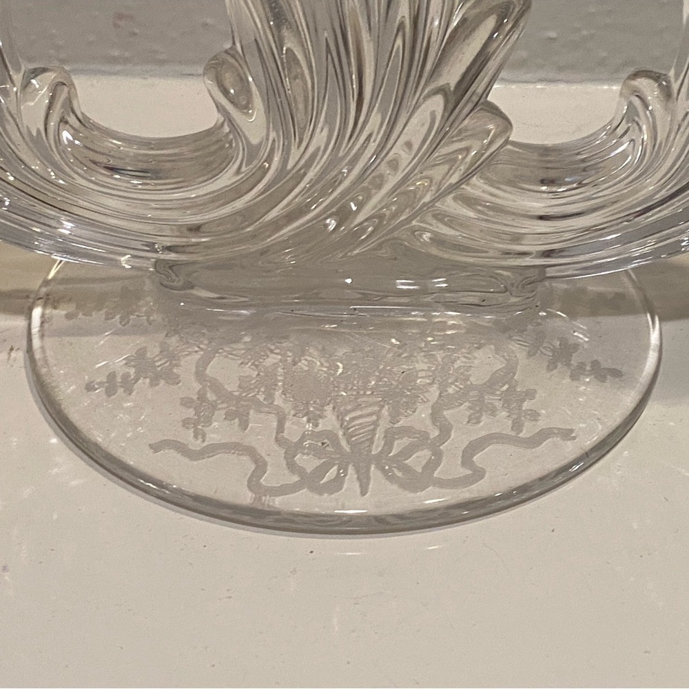 Fostoria Baroque Corsage Etched Double Candlestick Holder - Picture 3 of 6